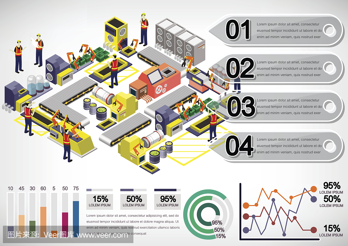 說明信息圖形工廠設備的概念